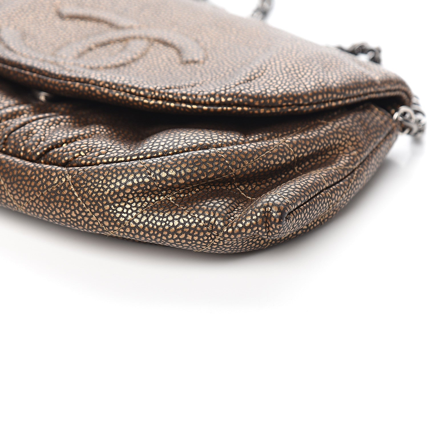 Chanel Metallic Caviar Half Moon Wallet On Chain WOC Bronze 9 of 10