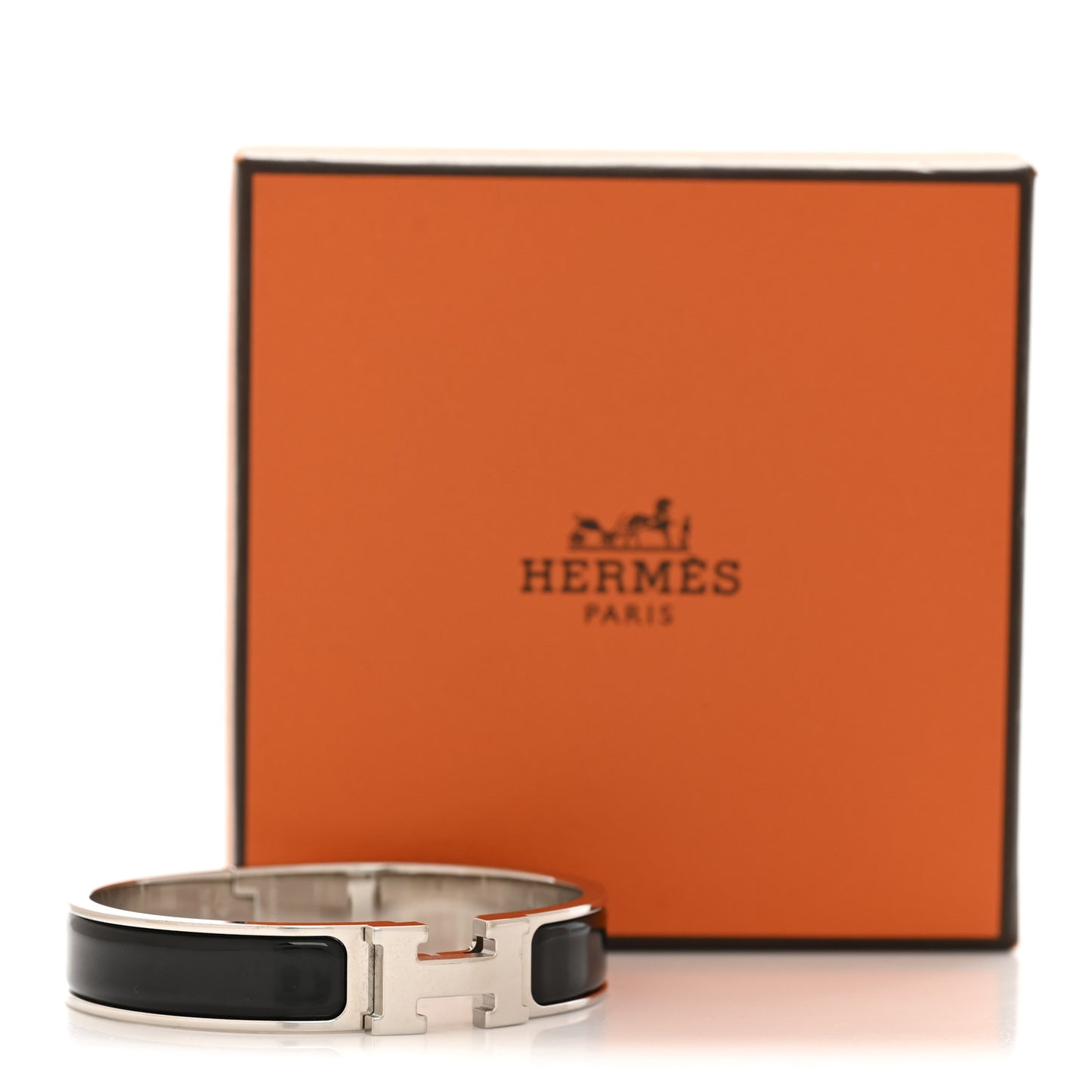 Enamel Narrow Clic Clac H Bracelet PM Black