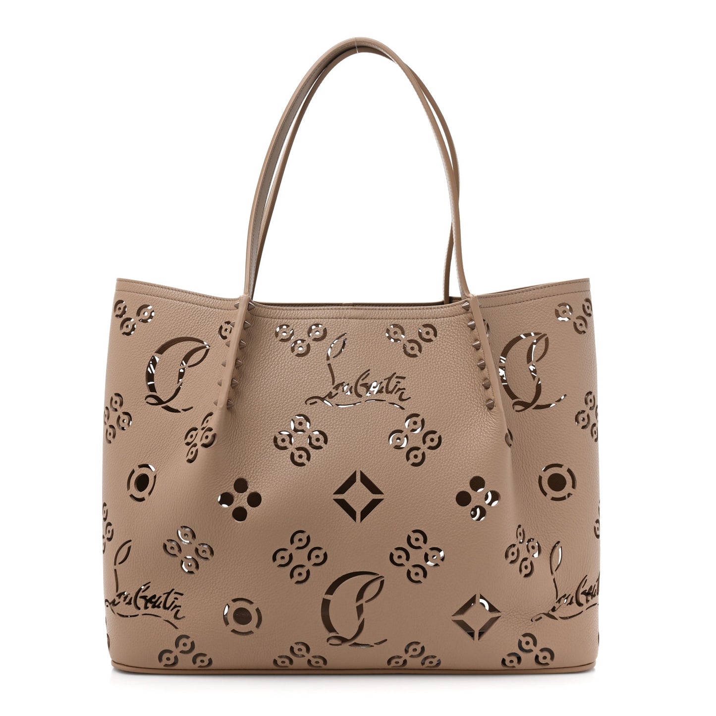 Calfskin Perforated Loubinthesky Large Cabarock Spikes Tote Roca