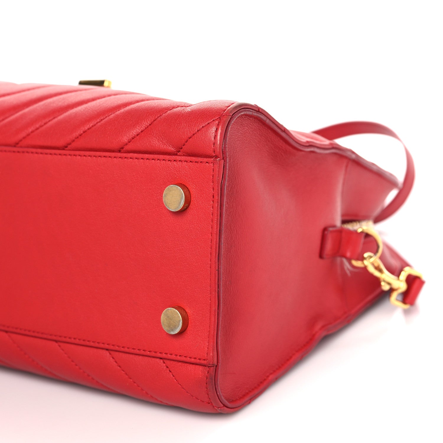 Saint Laurent Calfskin Matelasse Chevron Small Monogram Cabas Lipstick Red 8 of 14