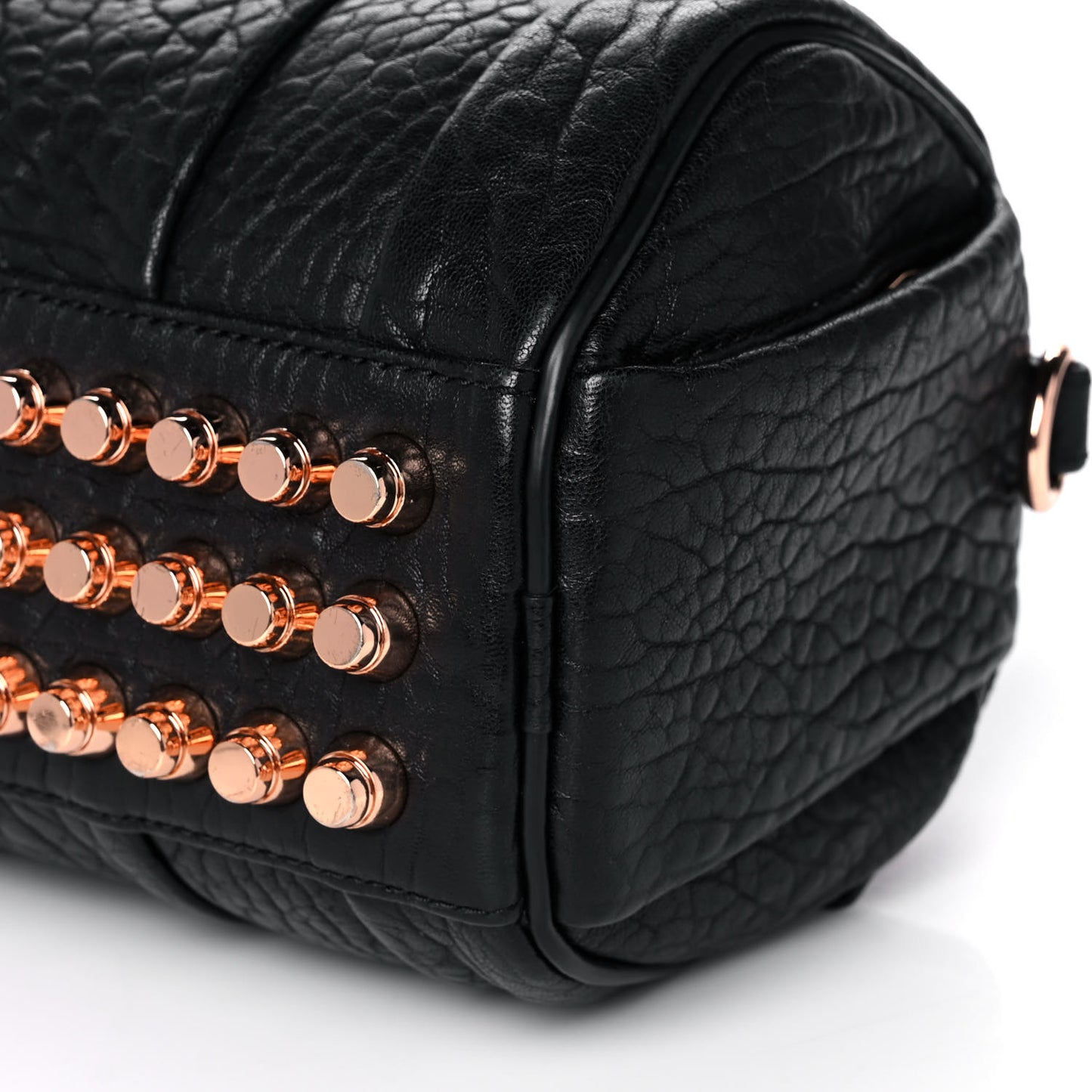 Pebbled Lambskin Mini Rockie Black Rose Gold Hardware
