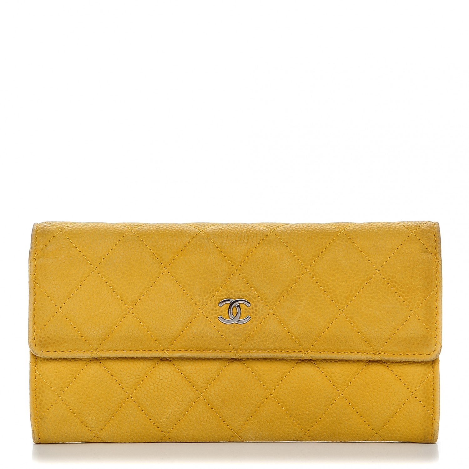 Chanel Iridescent Caviar Quilted Large Flap Wallet Yellow 1 of 10