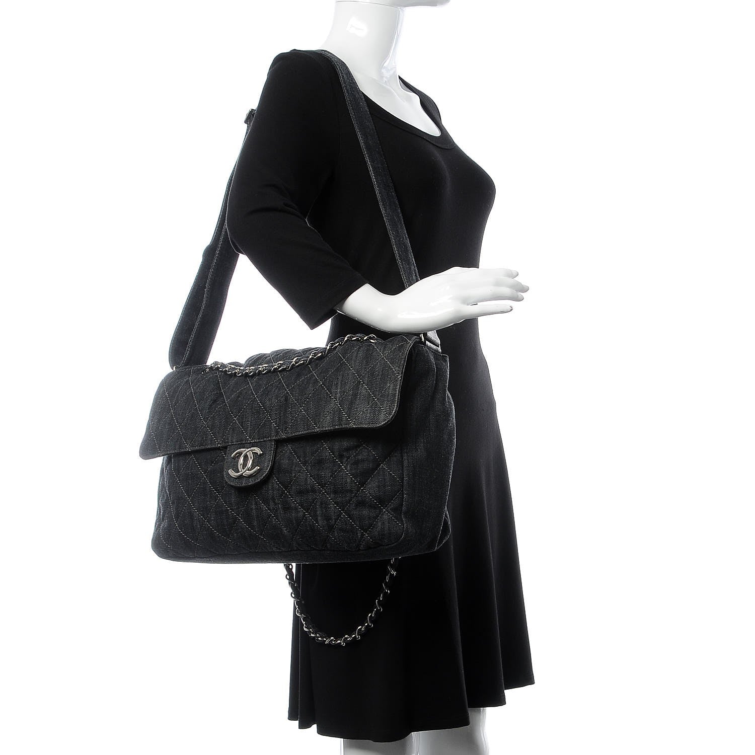 Chanel Denim Quilted Stretch Spirit Messenger Bag Dark Blue 2 of 11