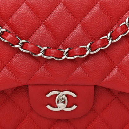 Chanel Caviar Quilted Jumbo Double Flap Red 8 of 10