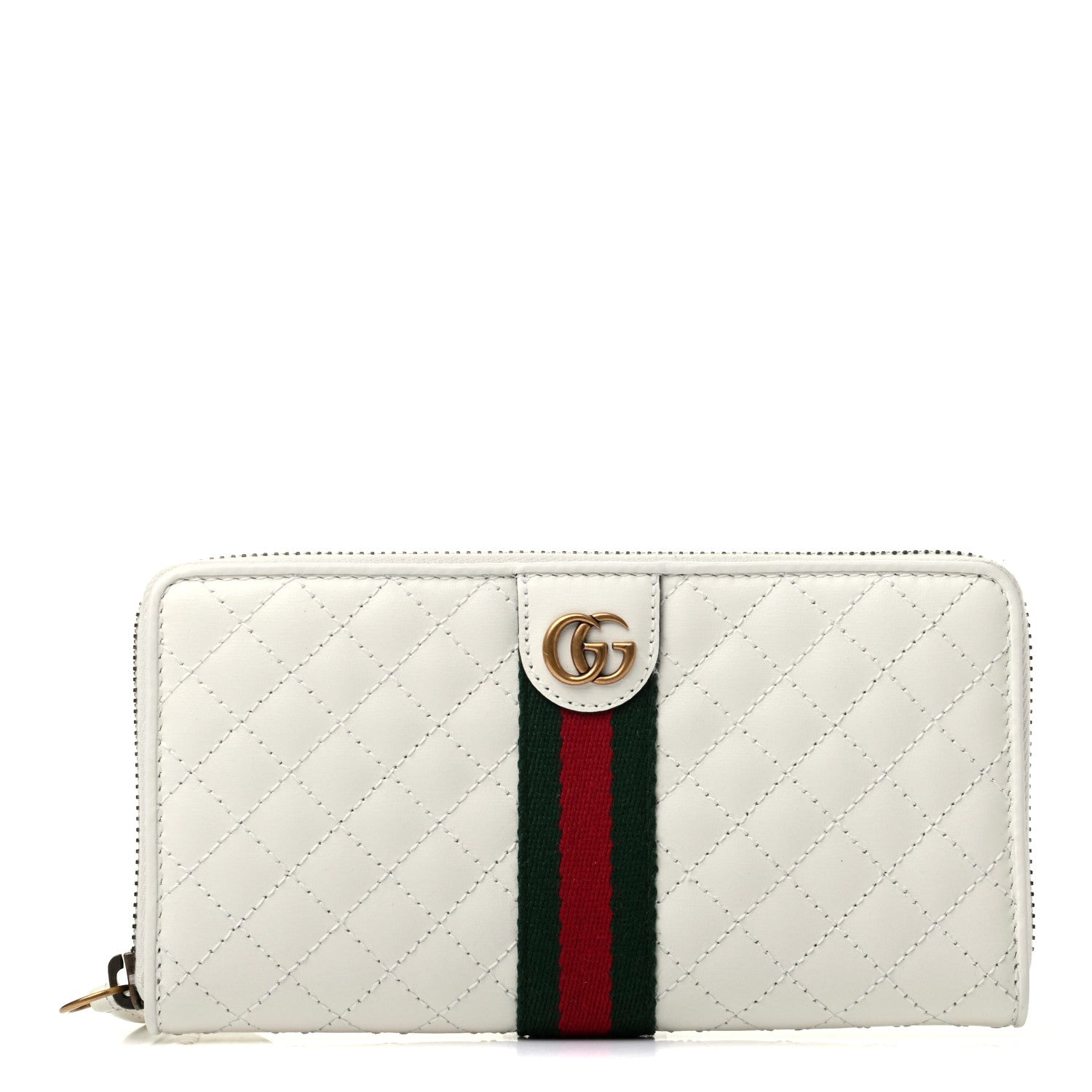 Gucci Calfskin Web Trapuntata GG Zip Around Wallet Off White 1 of 8