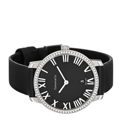 Tiffany Stainless Steel Satin Diamond Bezel 31mm Atlas 2-Hand Quartz Watch Black 2 of 5