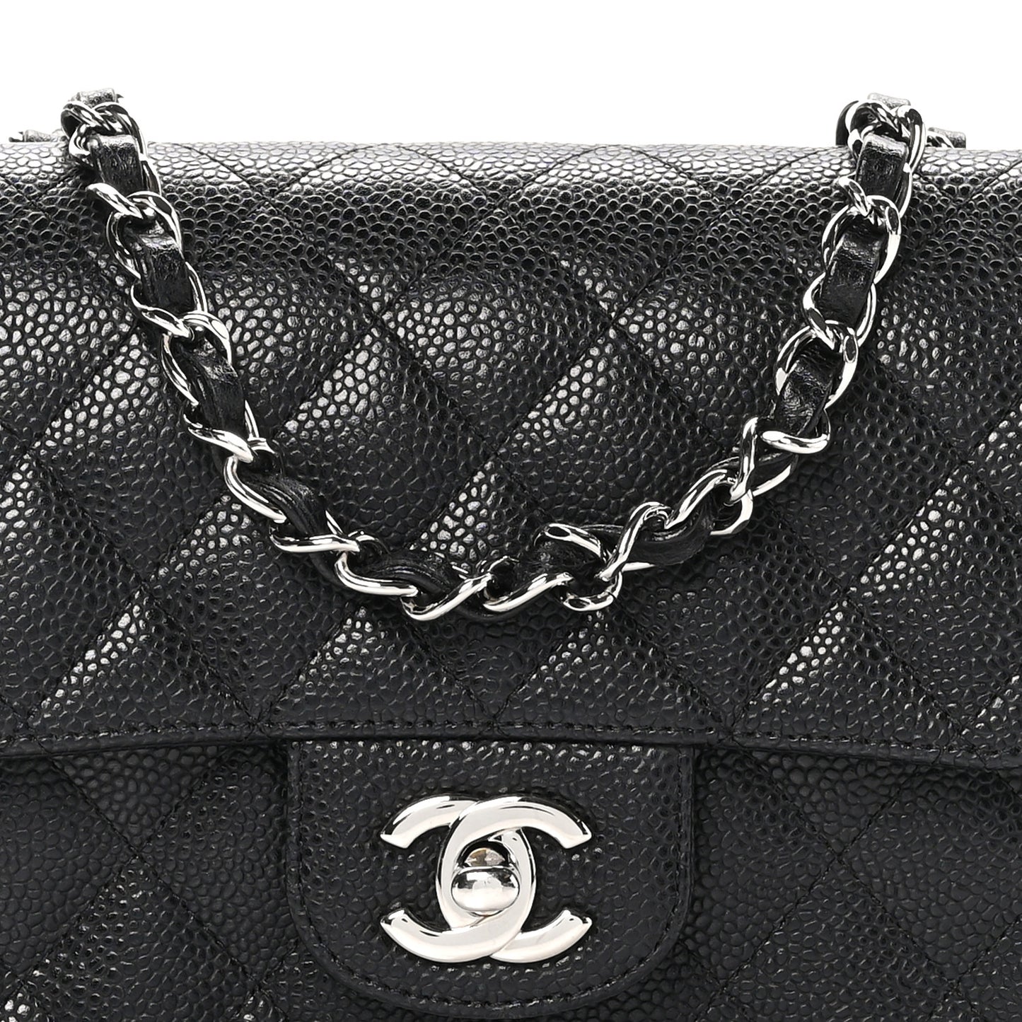 Caviar Quilted Mini Square Flap Black