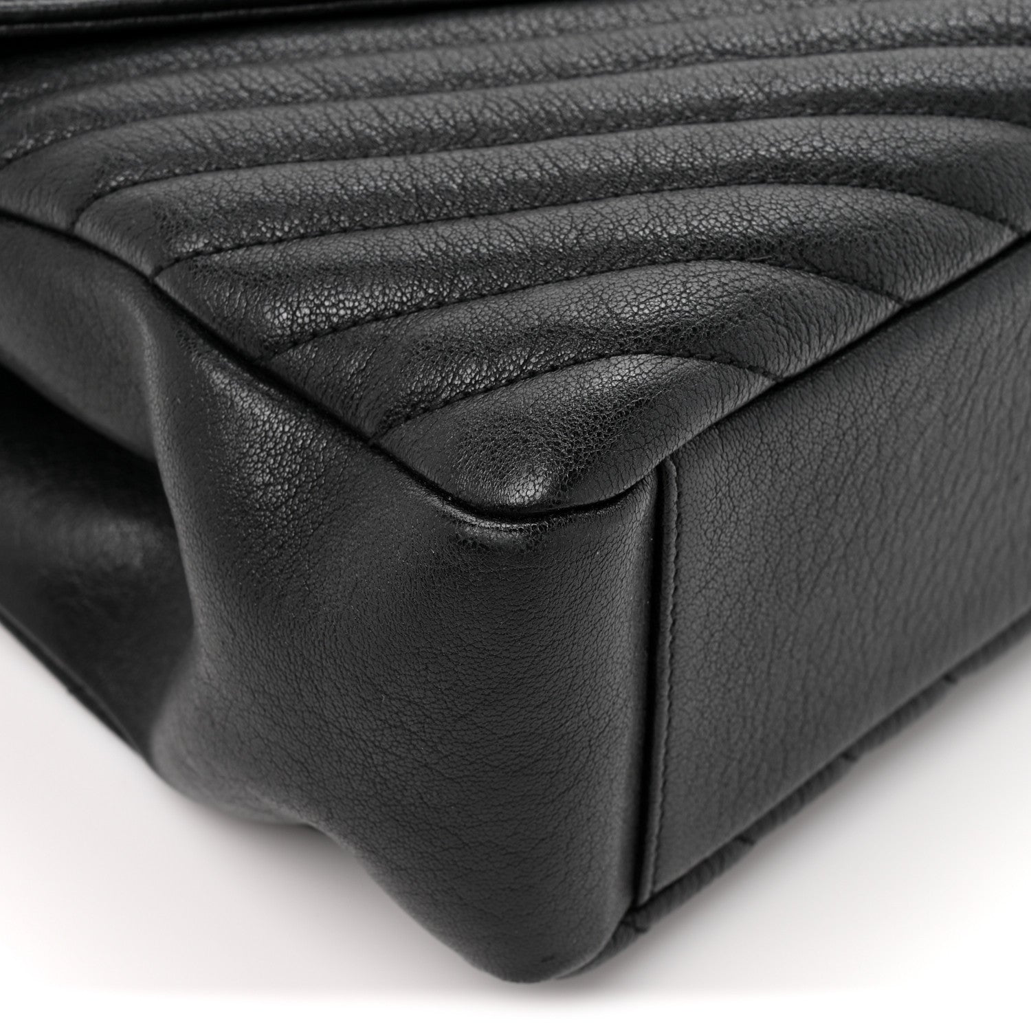 Saint Laurent Sheepskin Matelasse Chevron Monogram Large College Satchel Black 10 of 15