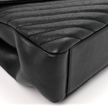 Saint Laurent Sheepskin Matelasse Chevron Monogram Large College Satchel Black 10 of 15