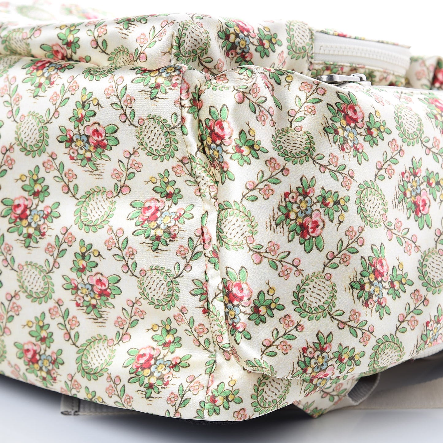 X MLB Satin Floral Print NY Yankees Patch Backpack Ivory Green