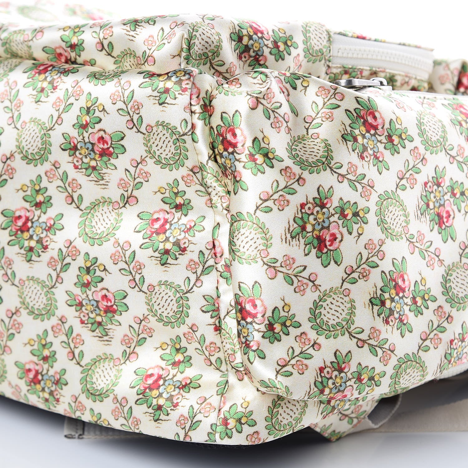Gucci X MLB Satin Floral Print NY Yankees Patch Backpack Ivory Green 9 of 11