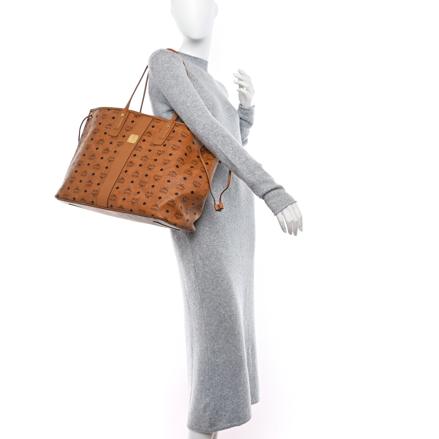 MCM Visetos Large Liz Reversible Shopper Tote Cognac 2 of 19