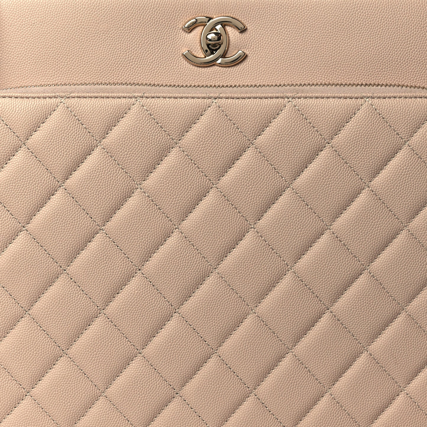 Caviar Quilted Large Business Affinity Shopping Bag Beige