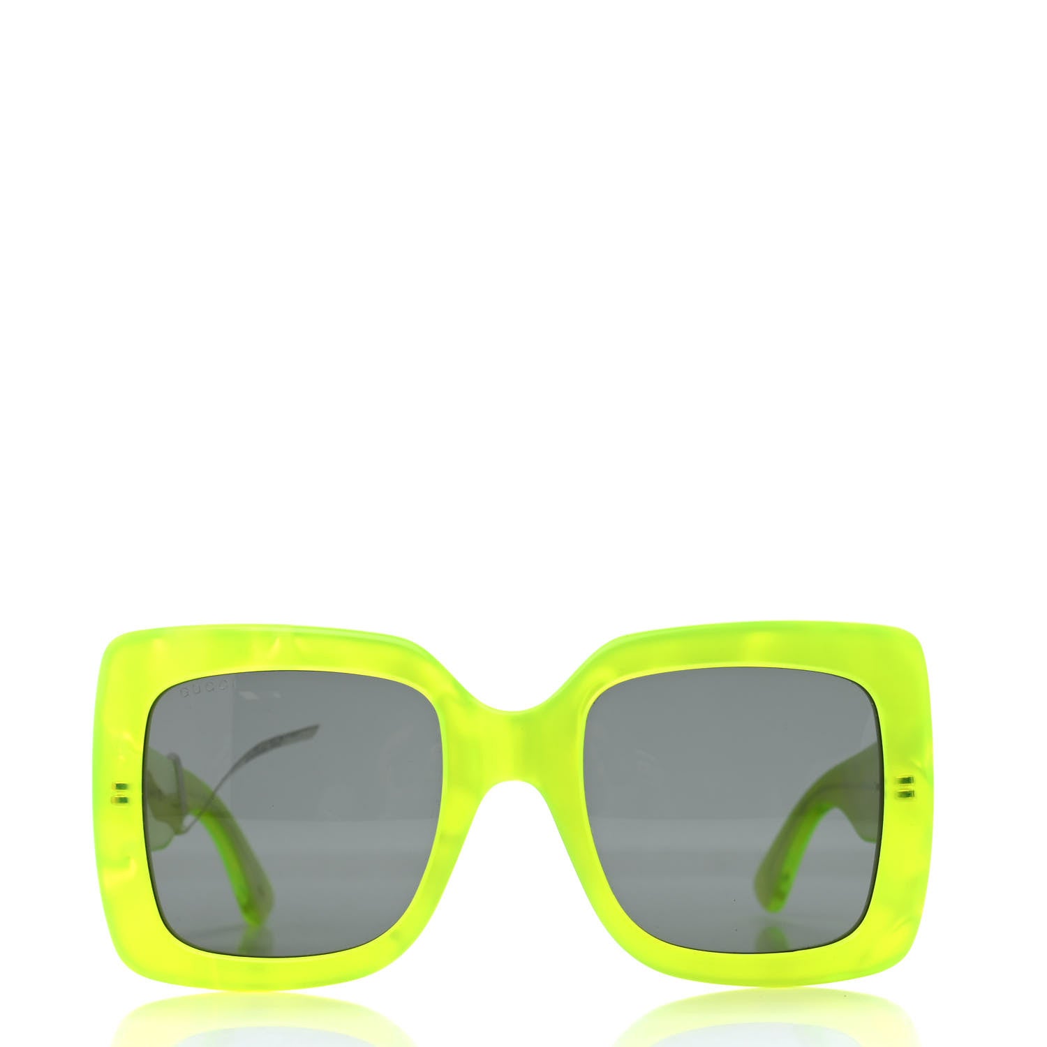 Gucci Acetate Square Frame Sunglasses GG0083S Neon Green 2 of 4