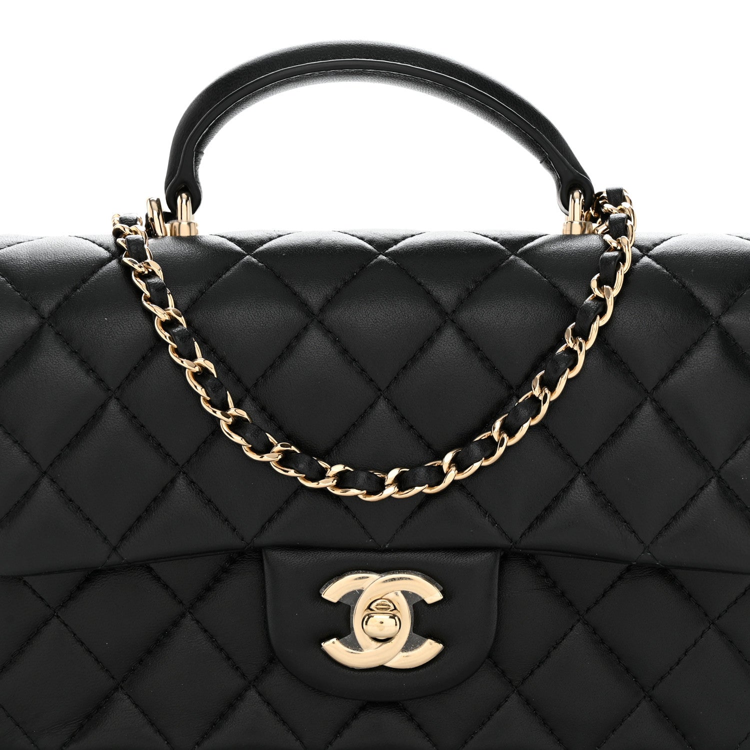 Chanel Lambskin Quilted Mini Top Handle Rectangular Flap Black 9 of 12