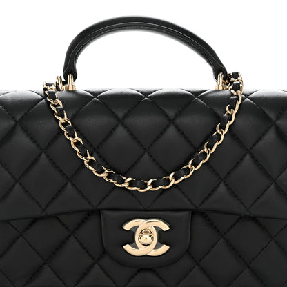 Chanel Lambskin Quilted Mini Top Handle Rectangular Flap Black 9 of 12