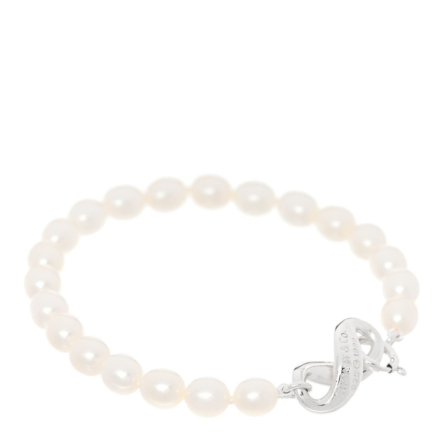 Tiffany Sterling Silver Cultured Pearl Figure 8 Bracelet 1 of 3