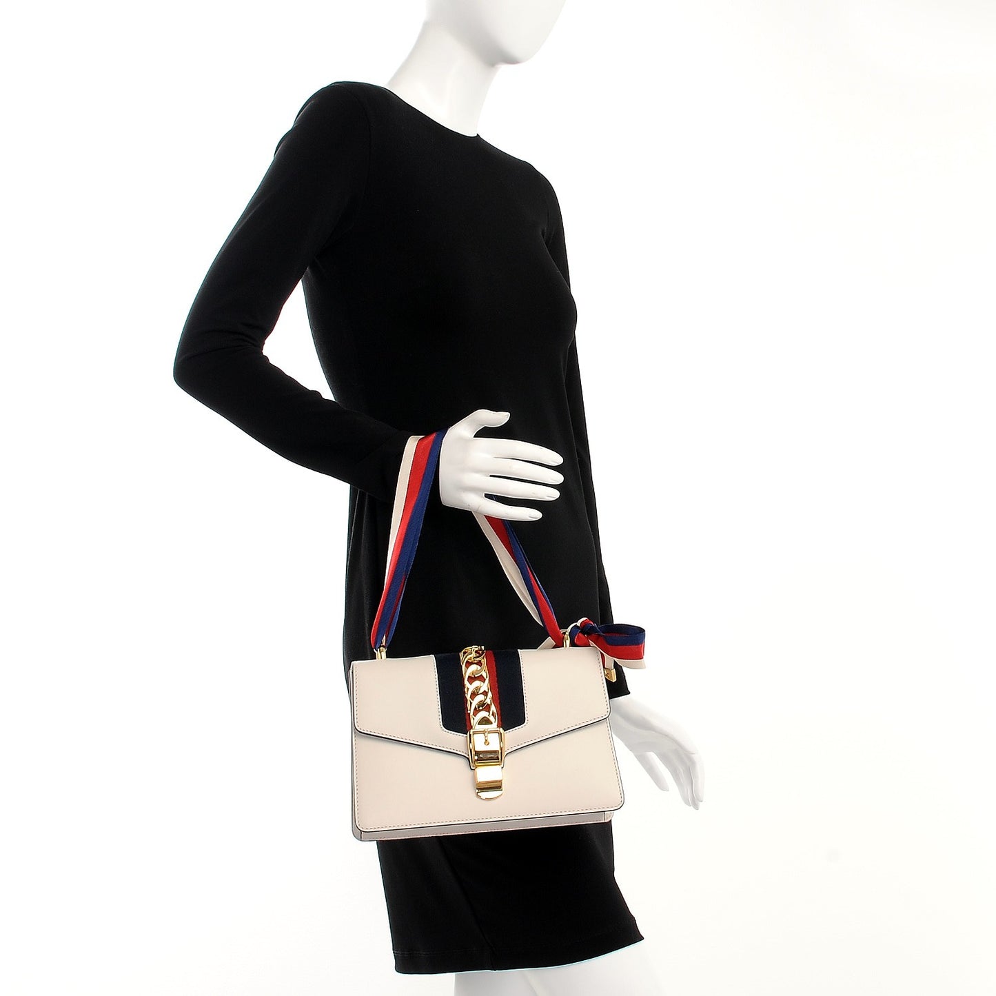 Calfskin Small Sylvie Shoulder Bag Off White