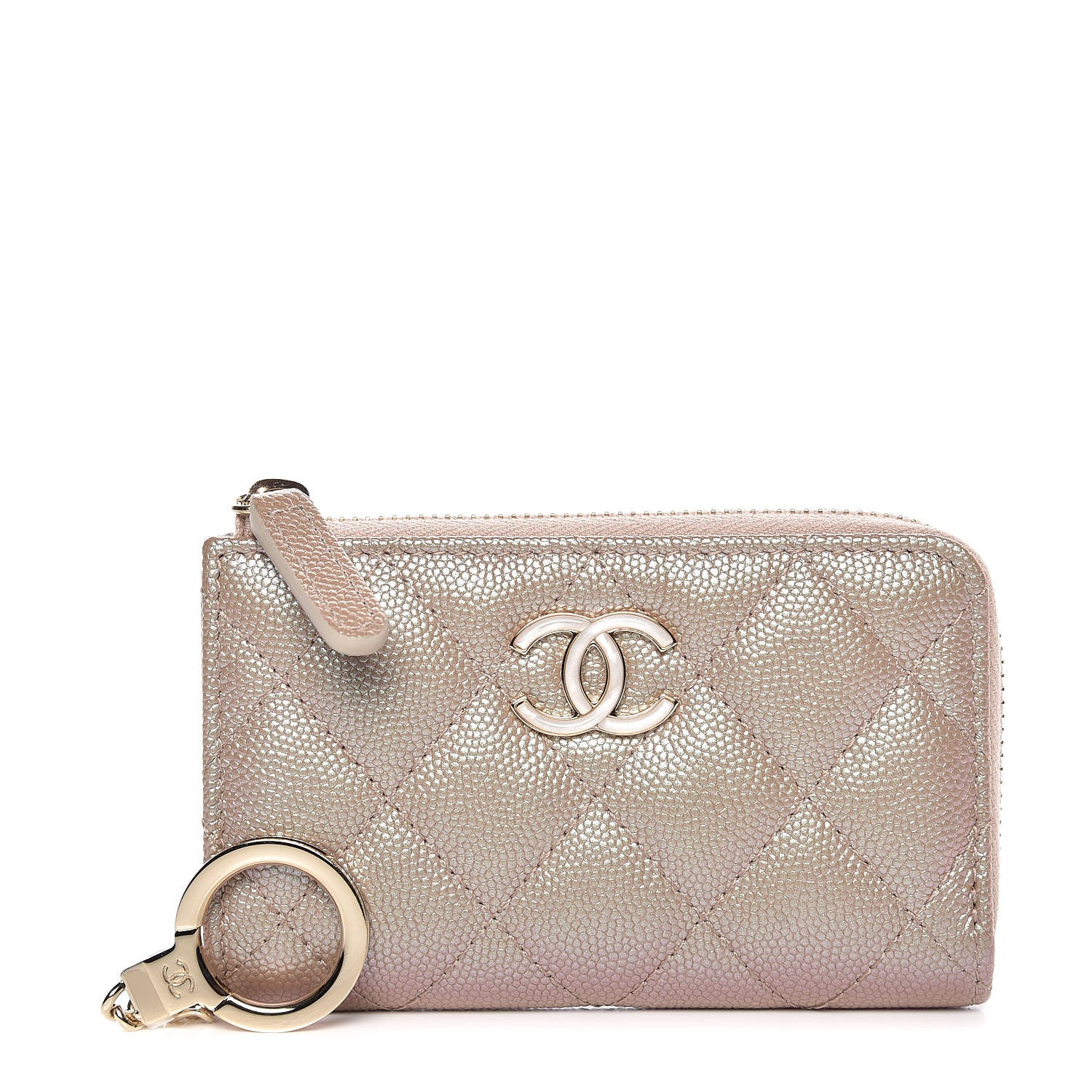 Chanel Iridescent Caviar Quilted Key Holder Case Light Gold 1 of 8