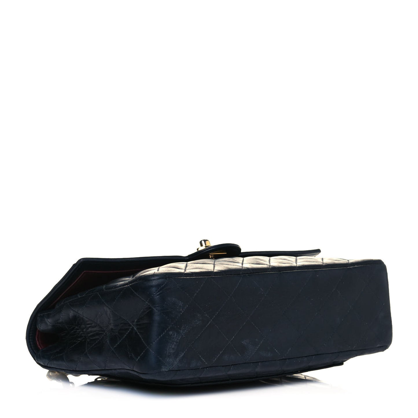 Lambskin Quilted Medium Single Flap Navy Blue