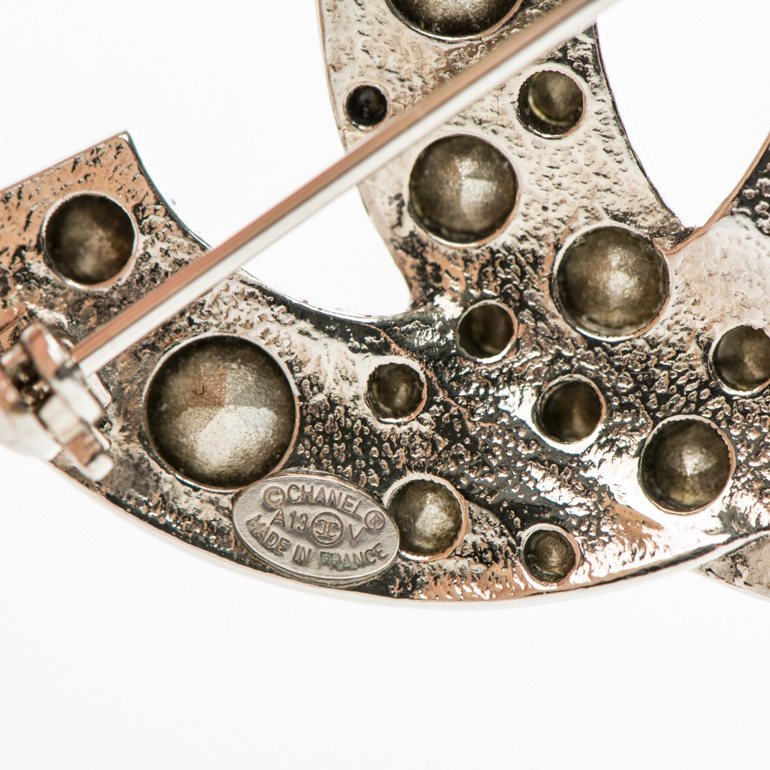 Chanel Crystal Large CC Brooch Silver 4 of 4