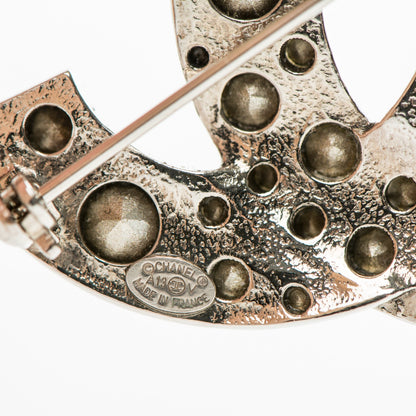Chanel Crystal Large CC Brooch Silver 4 of 4