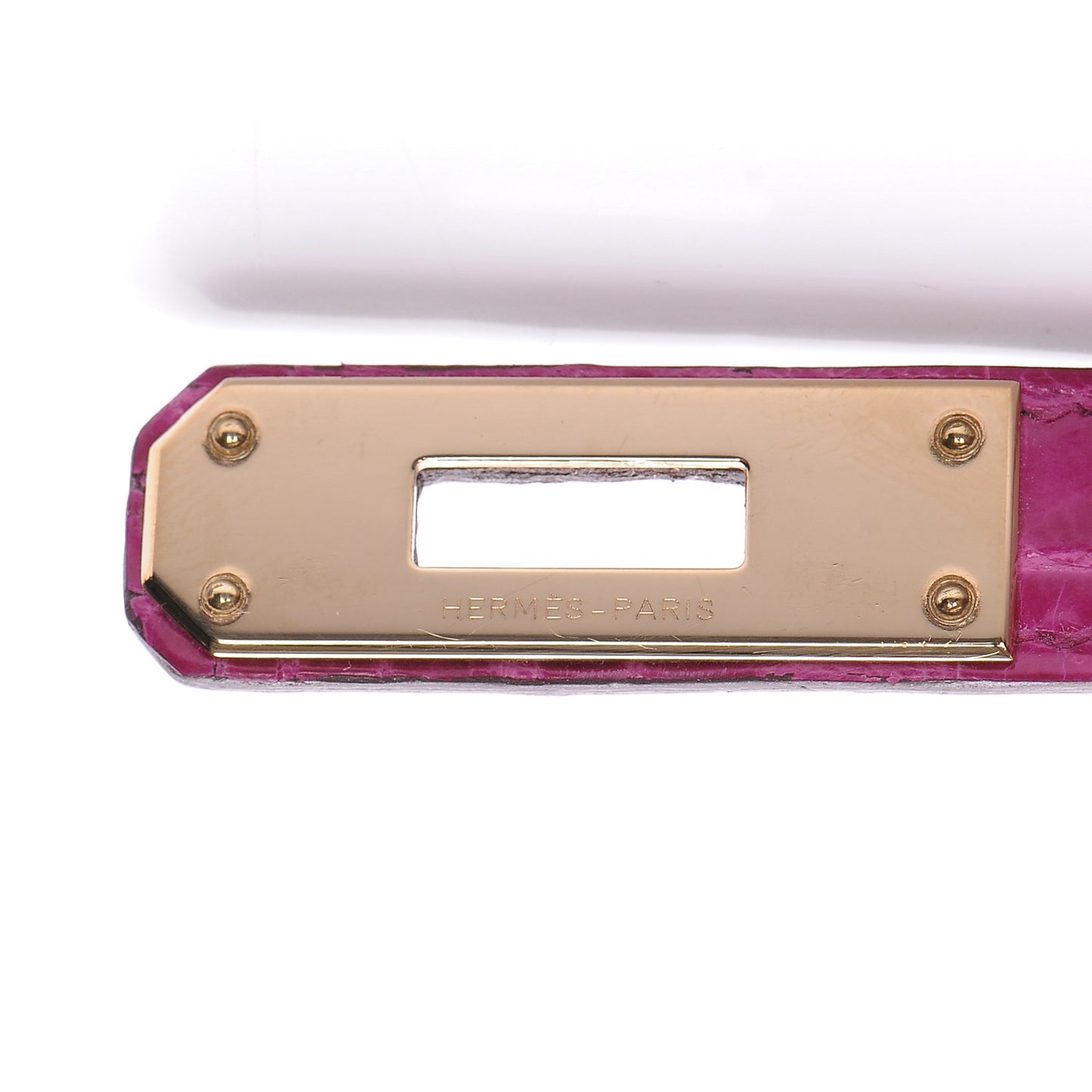 Shiny Niloticus Crocodile Kelly Cut Pochette Rose Scheherazade