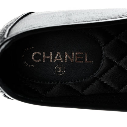 Chanel Crackled Patent Calfskin CC Mocassin Loafers 38.5 Black 7 of 9