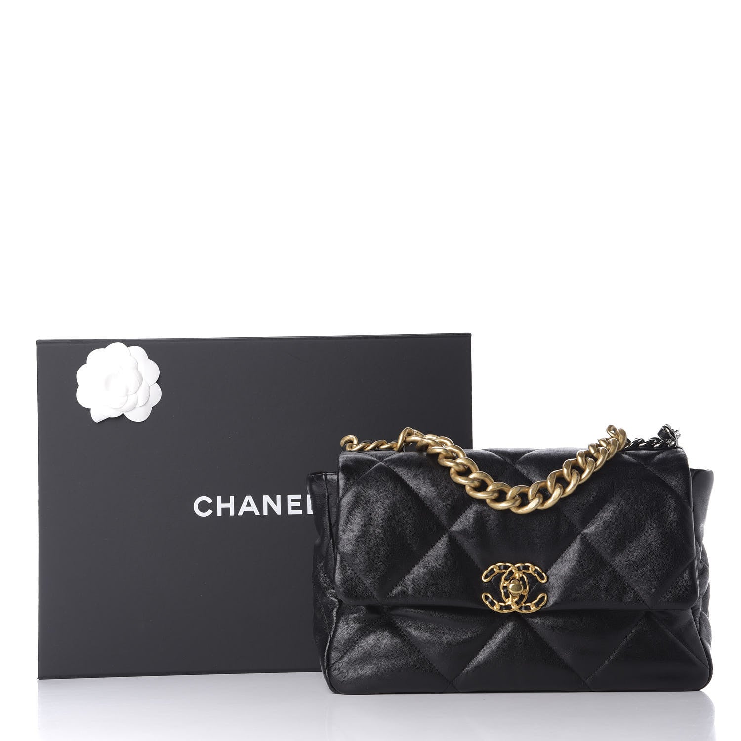 Chanel Lambskin Quilted Large 19 Flap Black 10 of 10