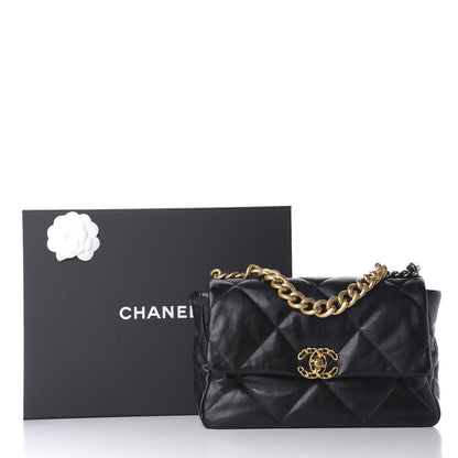 Chanel Lambskin Quilted Large 19 Flap Black 10 of 10