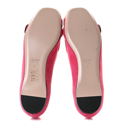 Gucci Kid Scamosciato GG Marmont Fringe Flats 37 Hot Pink 9 of 13