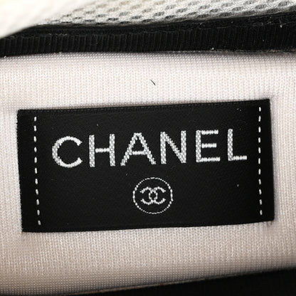 Chanel Calfskin Mesh Lycra Suede Womens Logo Sneakers 38.5 White 7 of 10