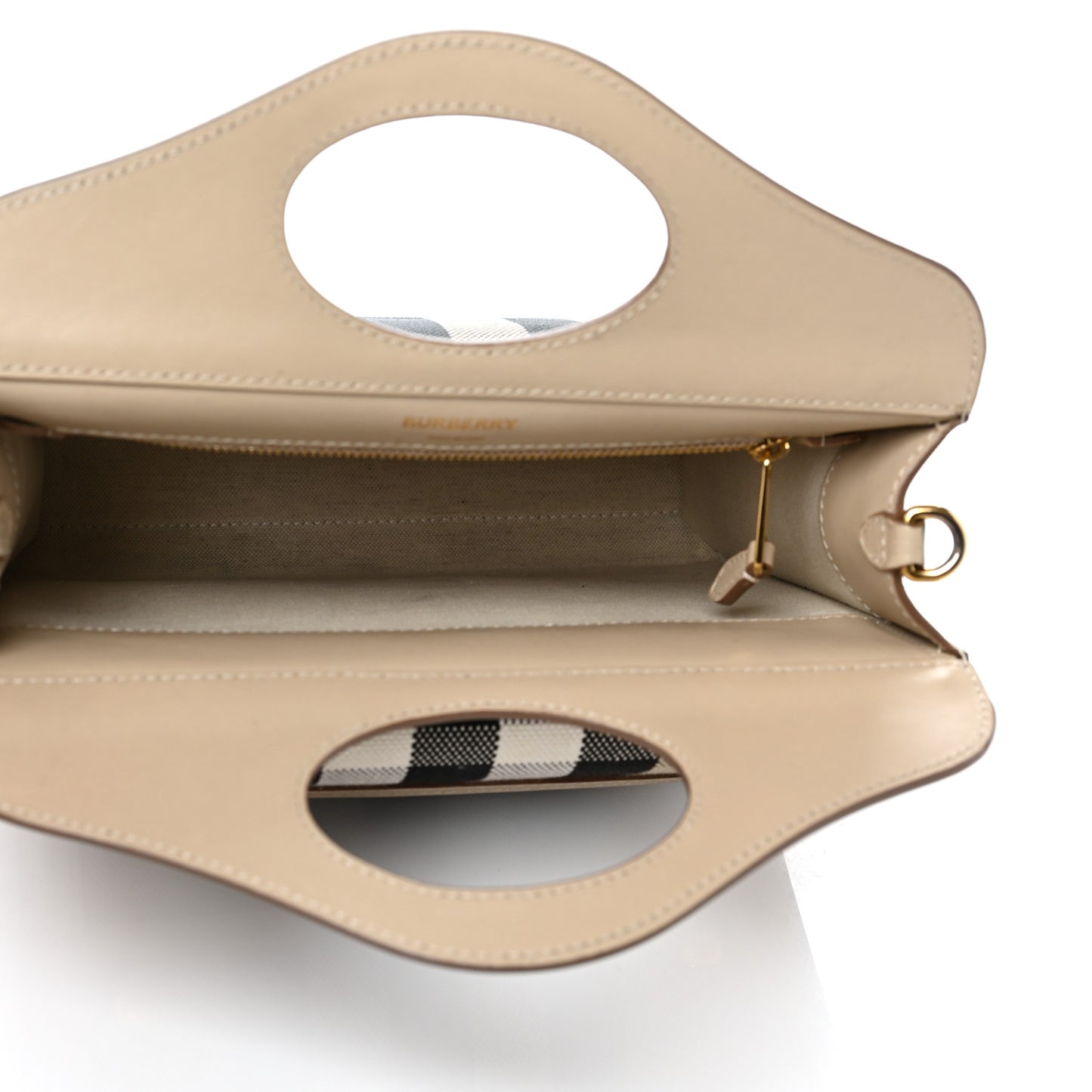 Smooth Calfskin Archive Canvas Check Mini Pocket Bag Dusty Sand