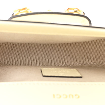 Gucci Azalea Calfskin Crystal Small Horsebit 1955 Chain Shoulder Bag White 5 of 10