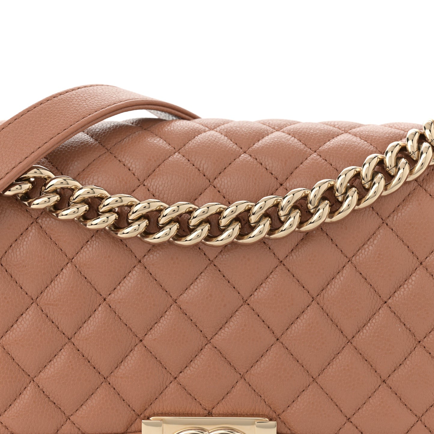 Caviar Quilted Medium Boy Flap Brown