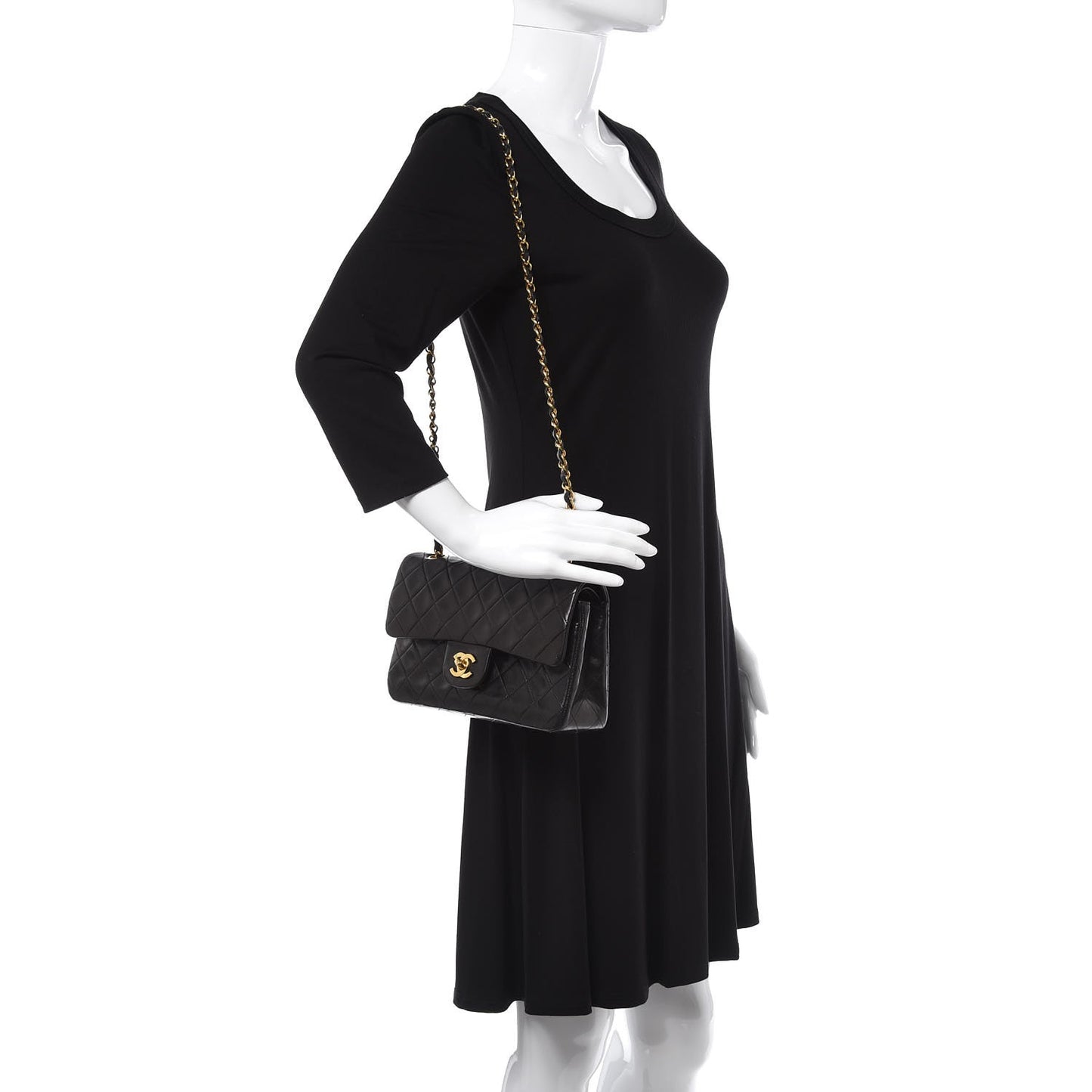 Lambskin Quilted Small Double Flap Black