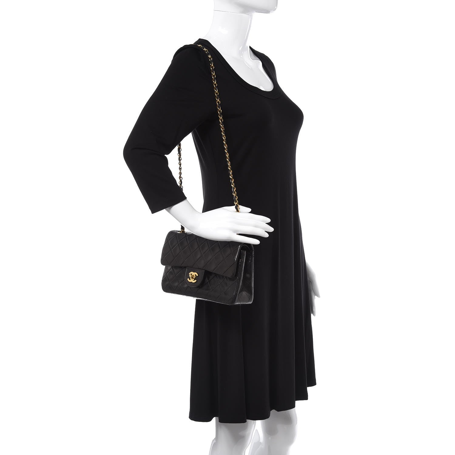 Chanel Lambskin Quilted Small Double Flap Black 2 of 10