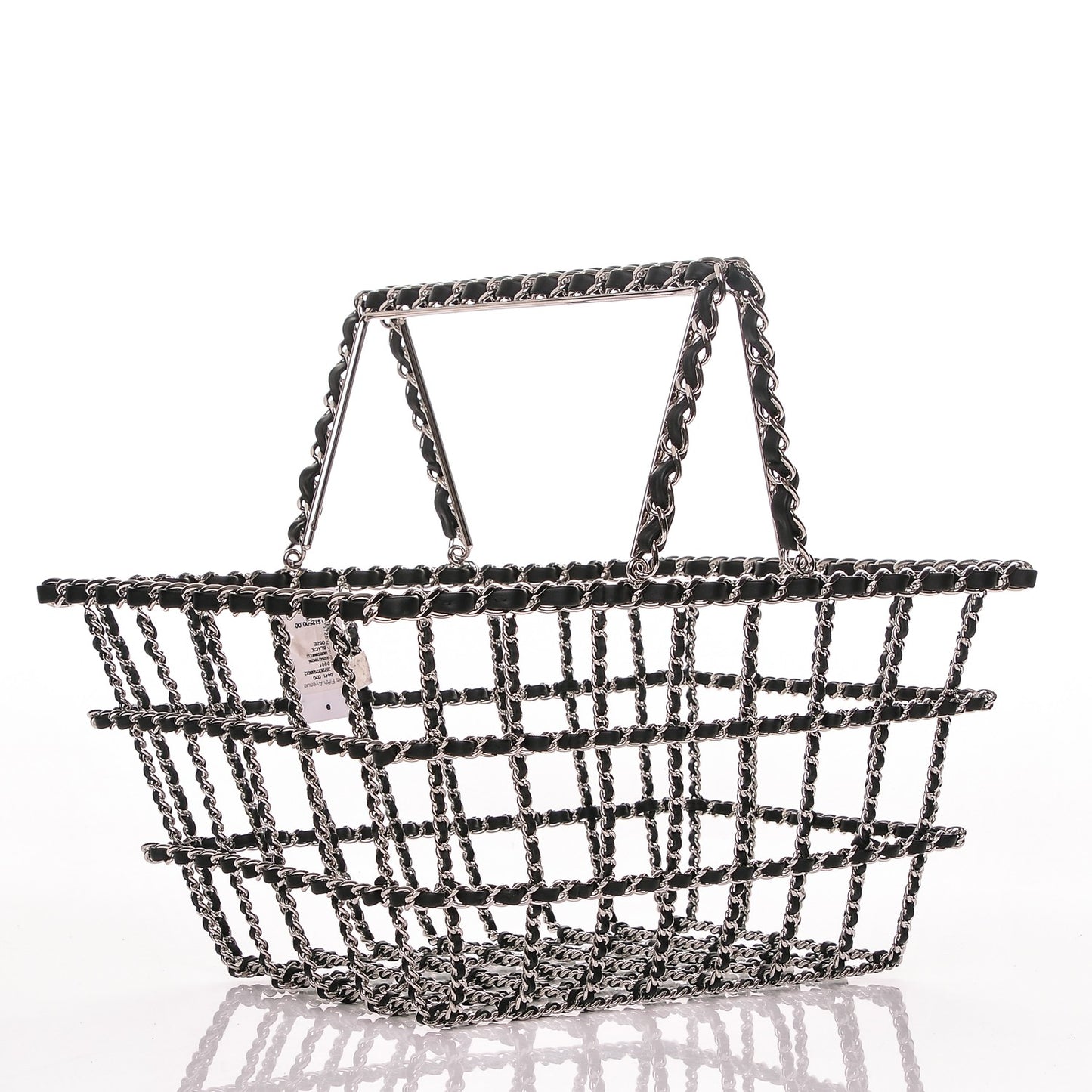 Brass Calfskin Grocery By Shopping Basket Silver