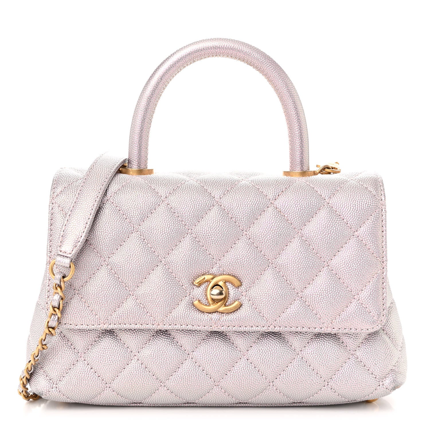 Chanel Iridescent Caviar Quilted Mini Coco Handle Flap Light Pink 1 of 10