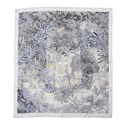 Hermes Cashmere Silk Faubourg Tropical Shawl 140 Naturel 1 of 6