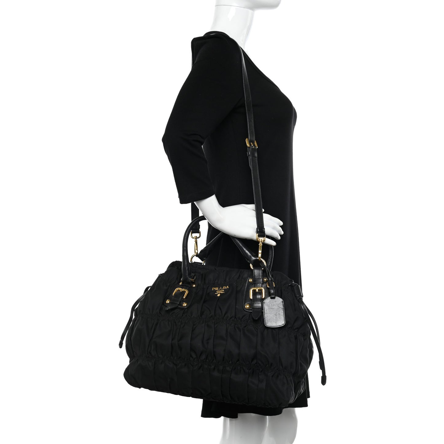 Tessuto Nylon Gaufre Tote Black
