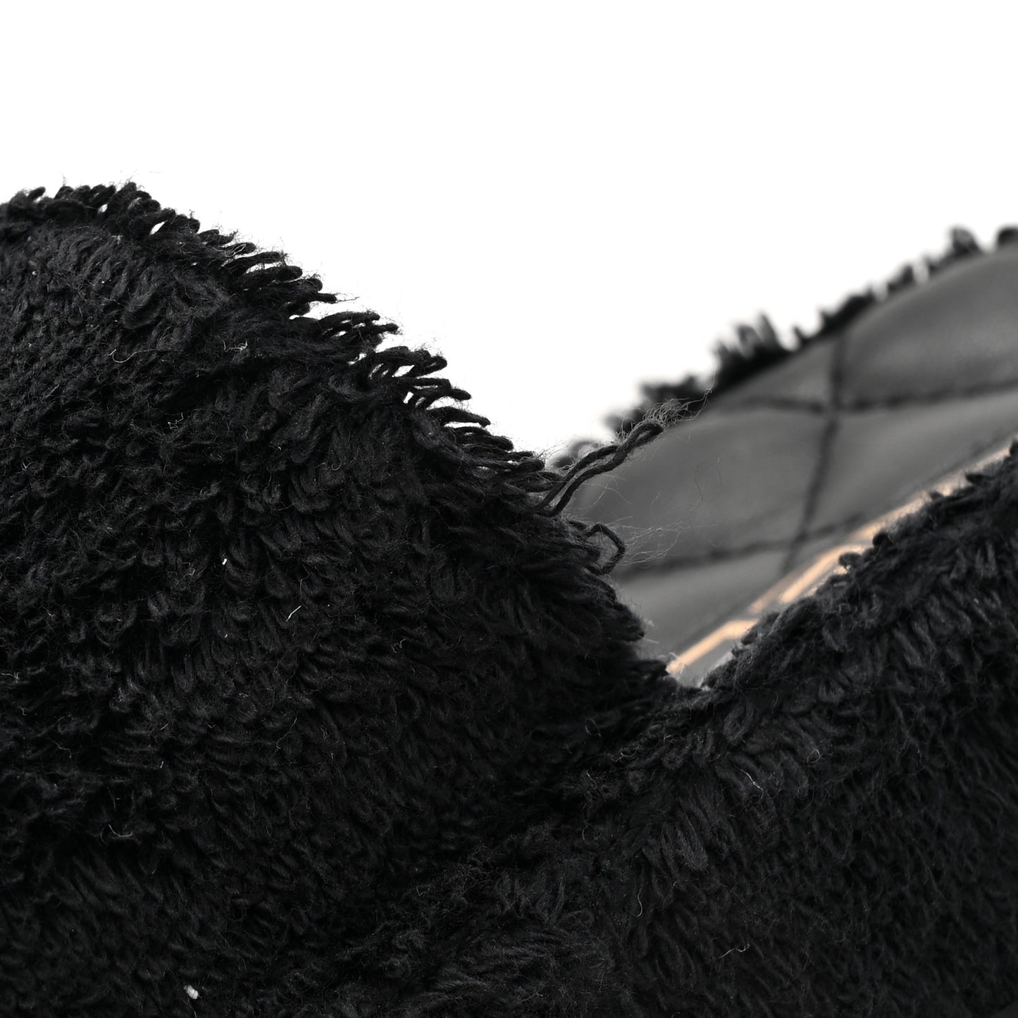 Terry Cloth Lambskin CC Sandals 36 Black