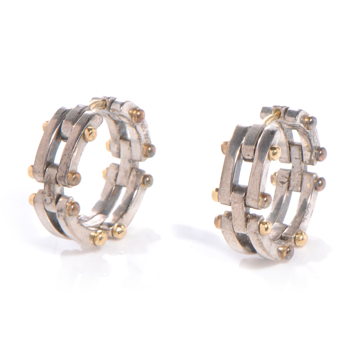 Sterling Silver 18K Yellow Gold Gatelink Hoop Earrings