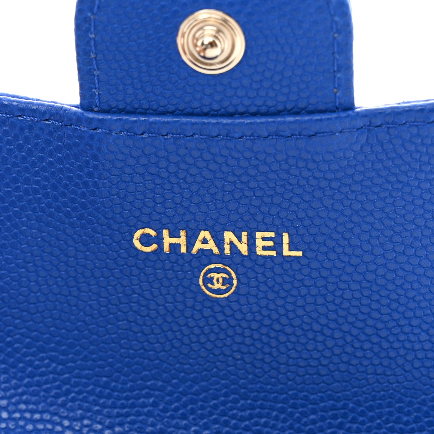 Caviar Quilted Flap Card Holder Wallet Blue