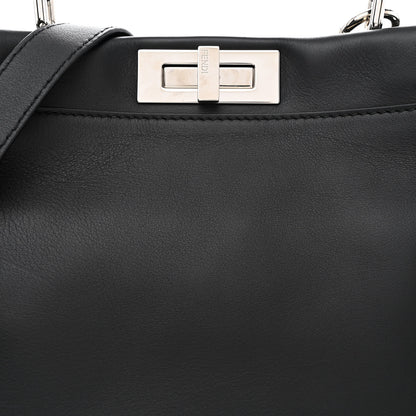 Fendi Vitello Seta Snakeskin Crocodile Monster Eyes Medium Peekaboo Iconic Satchel Black Girasole 12 of 17