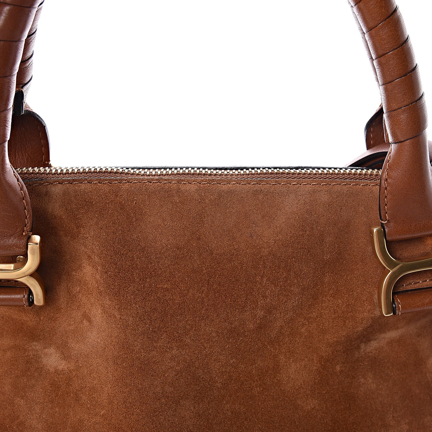 Suede Calfskin Braided Medium Marcie Satchel Caramel