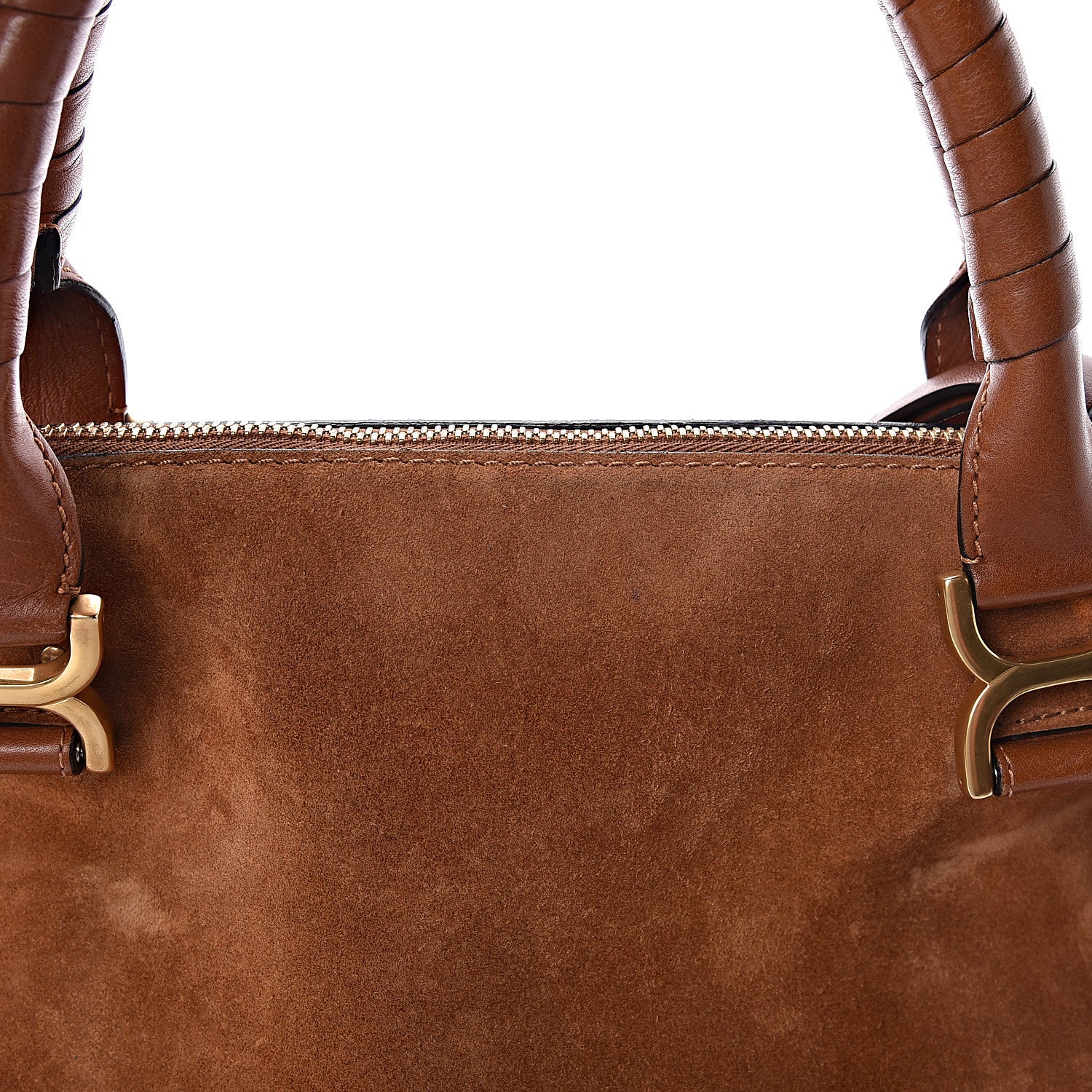 Chloe Suede Calfskin Braided Medium Marcie Satchel Caramel 10 of 14