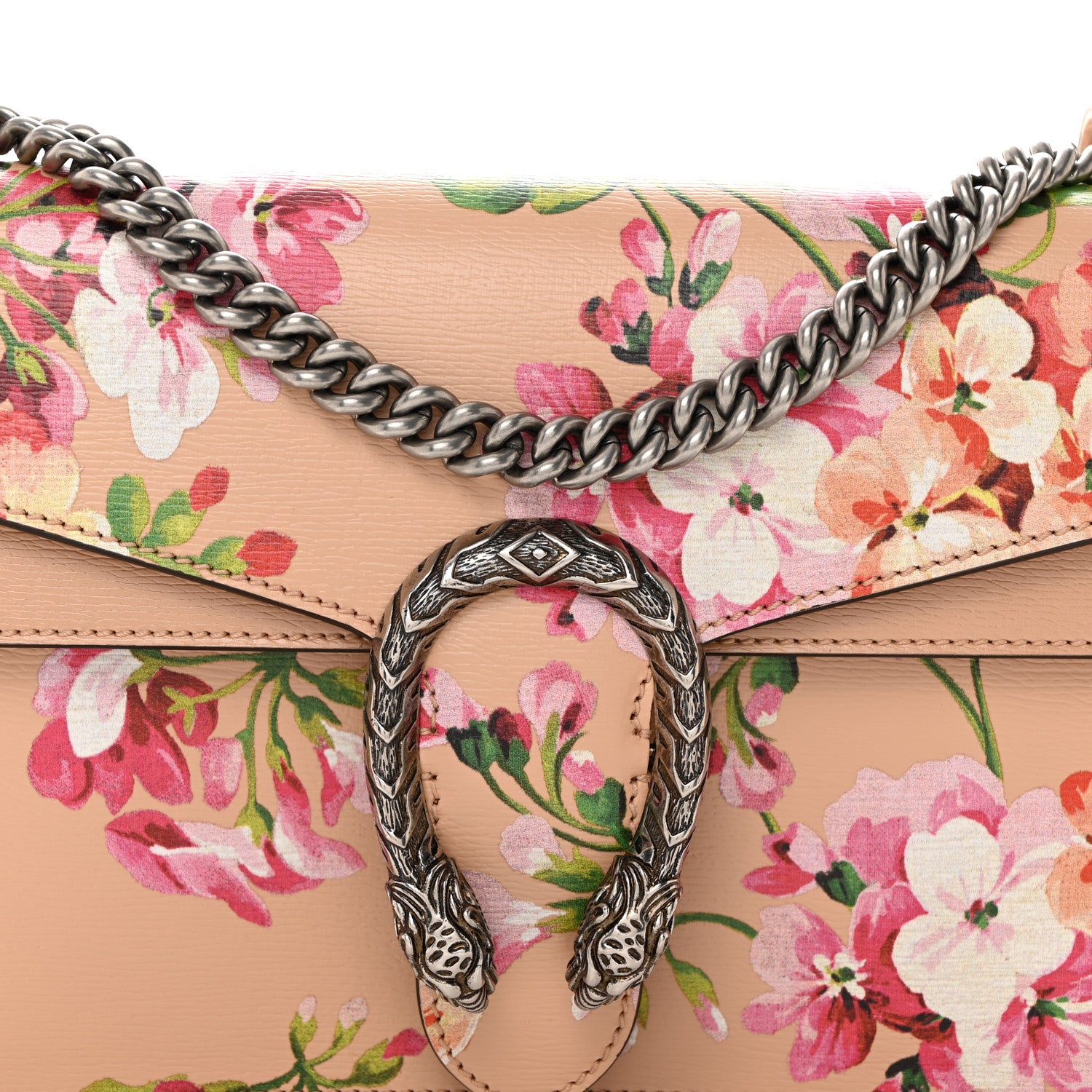 Gucci Calfskin Blooms Print Small Dionysus Shoulder Bag Pink Apricot Multicolor 8 of 10