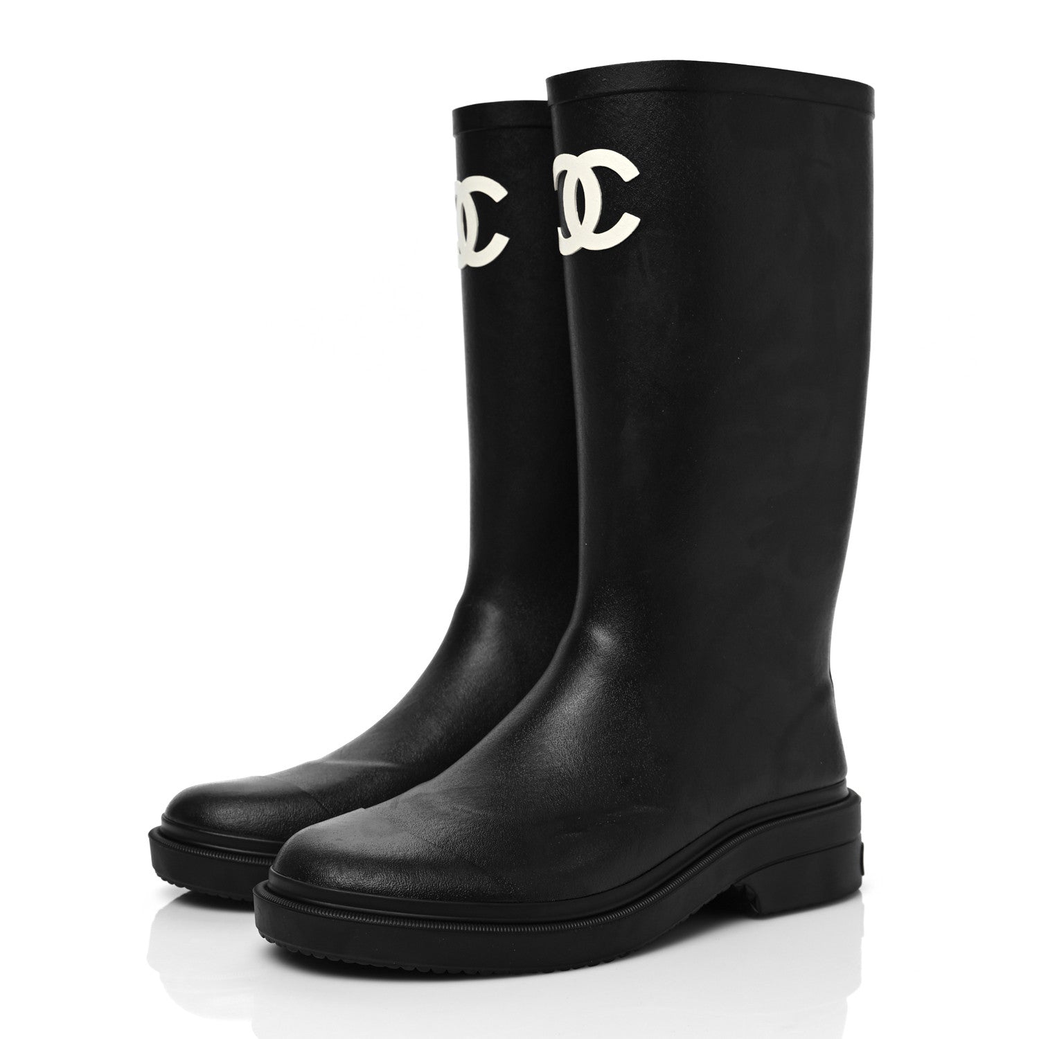 Chanel Caoutchouk CC High Boots 37 Black 3 of 8