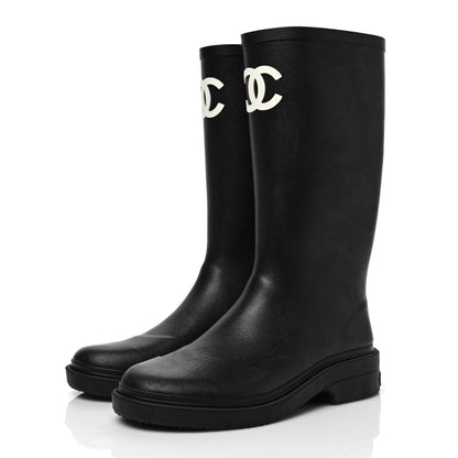 Chanel Caoutchouk CC High Boots 37 Black 3 of 8